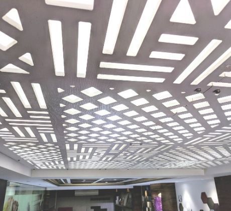 Jali cut false ceilings done in PVC Board