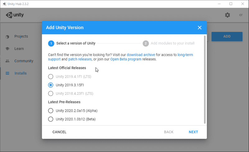 Instalar Versión de Unity
