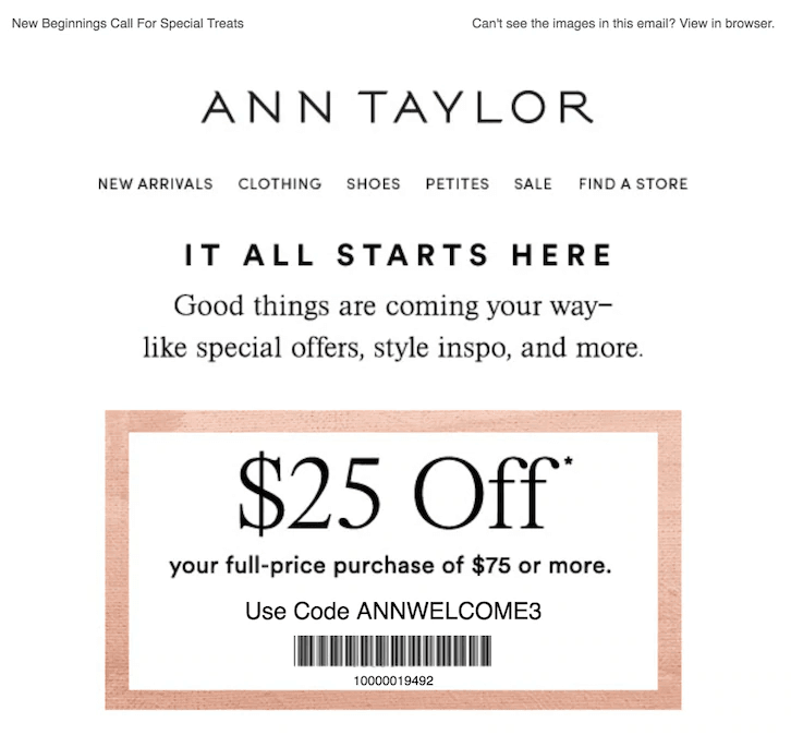 Ann Taylor Win back email