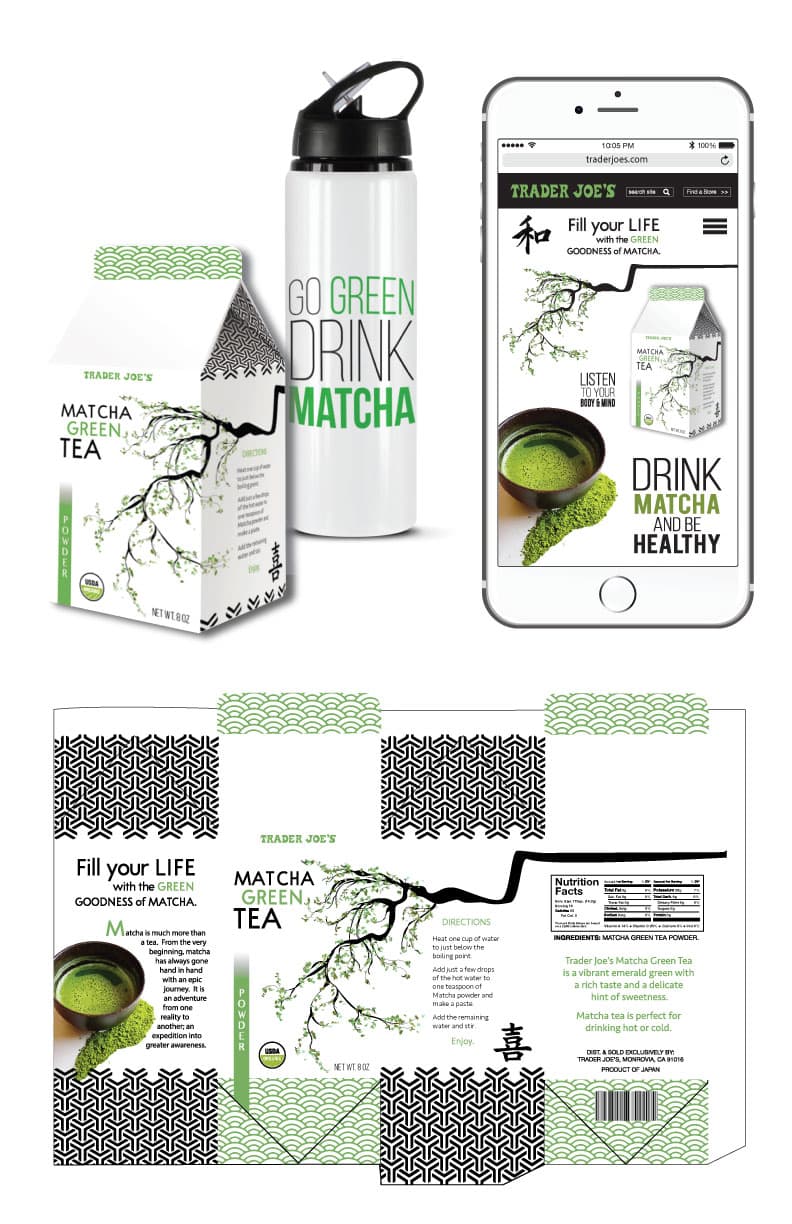Green Tea Matcha packaging by Kallie Khademi.