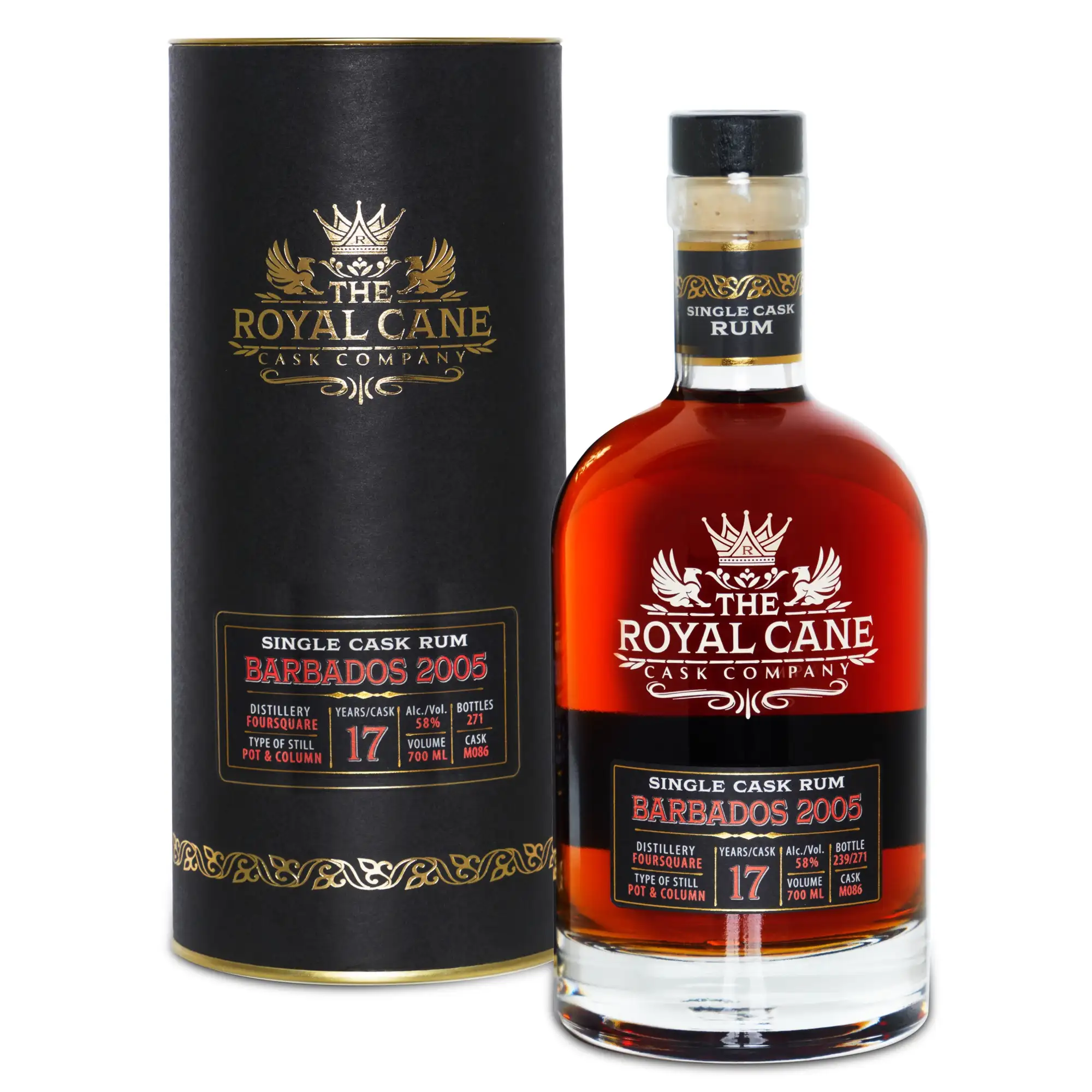 Image of the front of the bottle of the rum The Royal Cane Cask Company Single Cask Rum