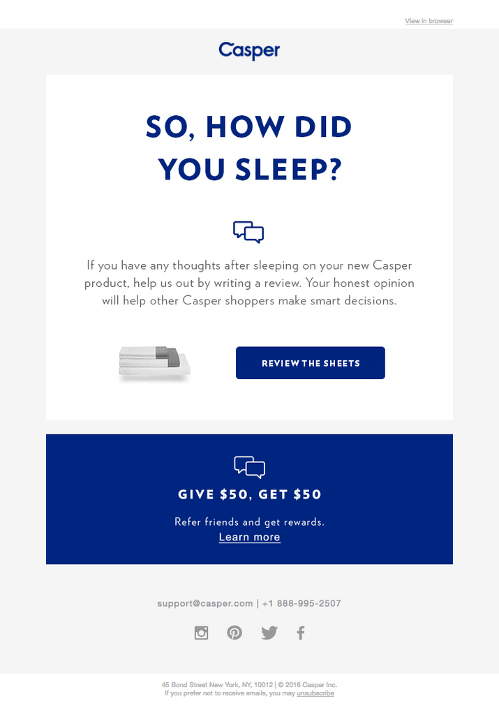 Casper reminder email