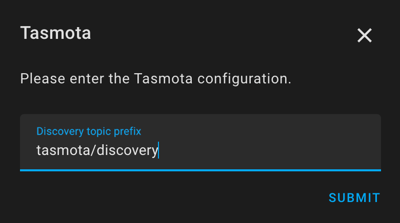 Configuring the Tasmota Integration