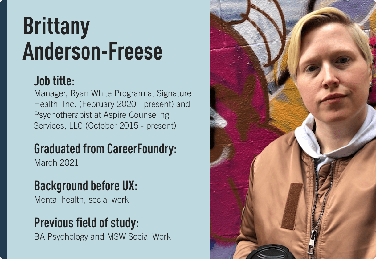 Brittany Anderson-Freese, Edie Windsor Coding Scholarship recipient and CareerFoundry graduate Brittany Anderson-Freese, Edie Windsor Coding Scholarship recipient and CareerFoundry graduate