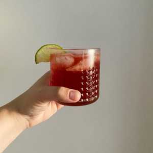 Cherry pit cocktail syrup gin gimlet