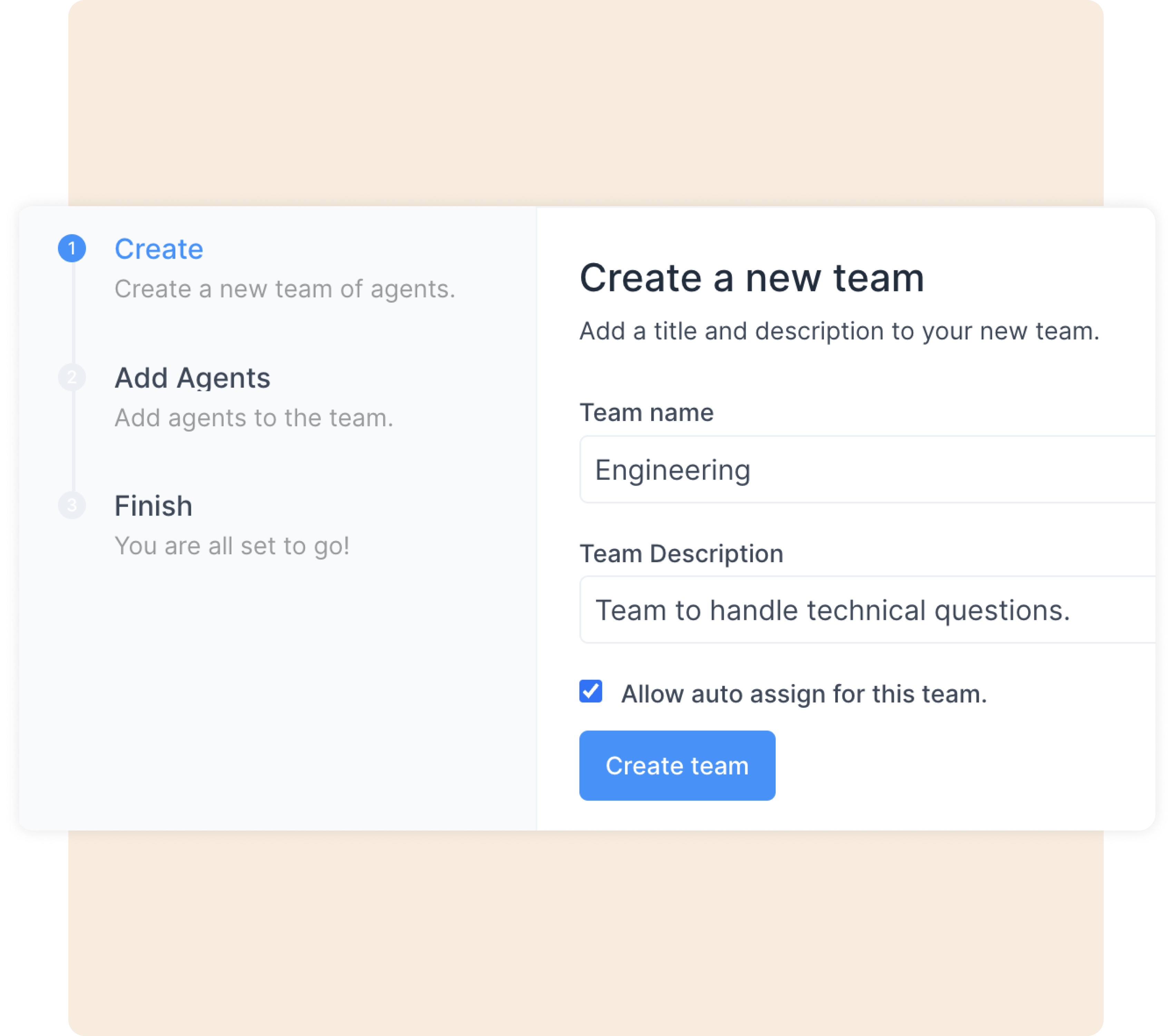 Set up your teams in seconds
