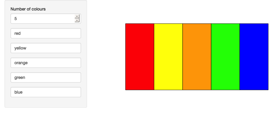 Filling out the colours of the rainbow (left), then reducing the number of colours to 3 (right); note that the existing colours are preserved. See live at <https://hadley.shinyapps.io/ms-render-palette-full>.