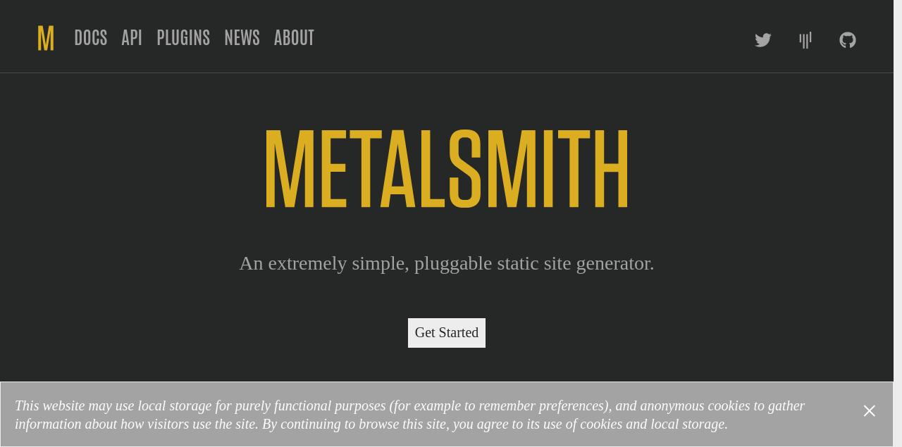 Screenshot of the Metalsmith website