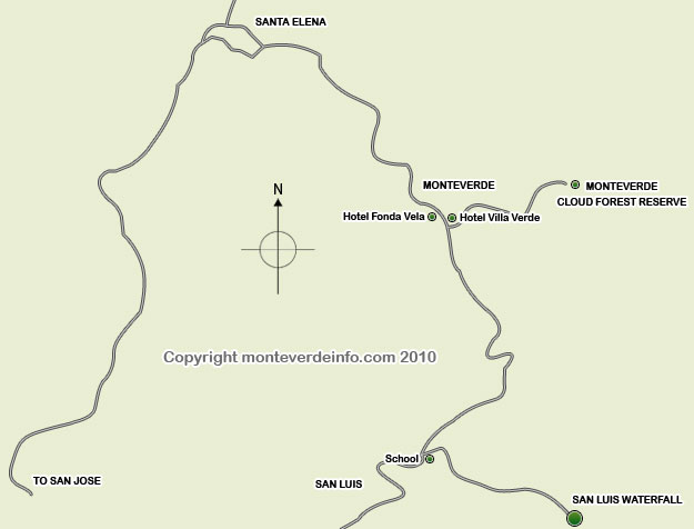 Monteverde San Luis Waterfall Map