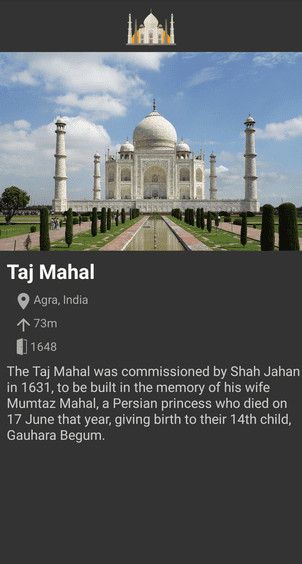 Taj Mahal android page