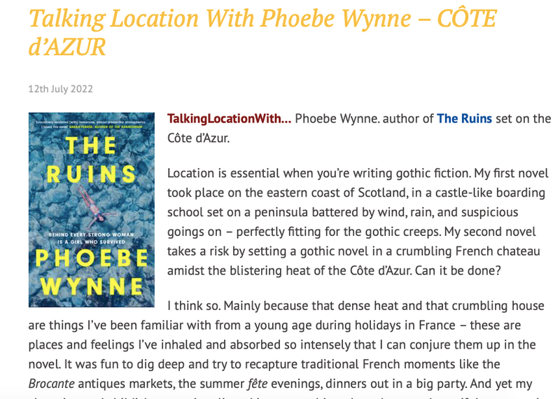 TRIP FICTION - Talking Location with Phoebe Wynne in the Côte d'Azur
