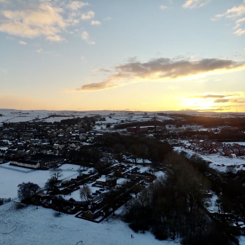 Snowy scenery from above