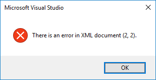 There is an error in XML document (2, 2)