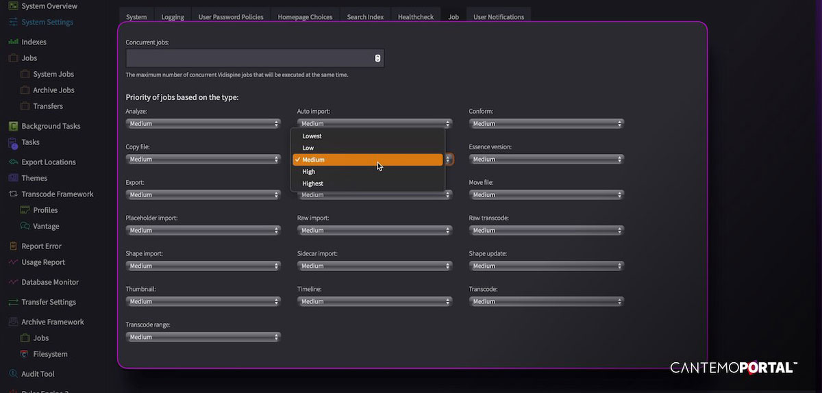 New job priorities in Cantemo Portal 5.0