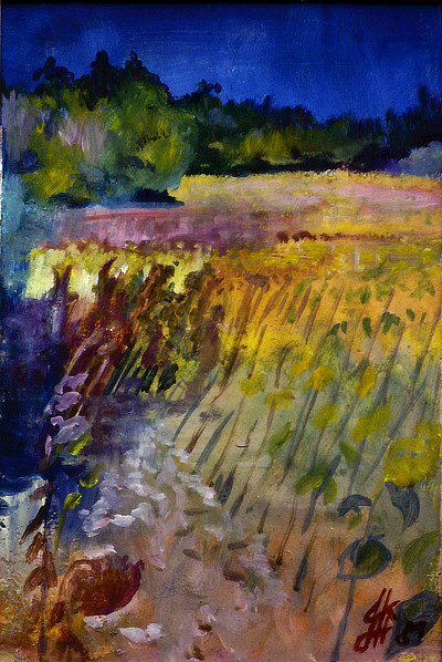 colourful painting of a field