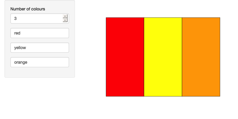 Filling out the colours of the rainbow (left), then reducing the number of colours to 3 (right); note that the existing colours are preserved. See live at <https://hadley.shinyapps.io/ms-render-palette-full>.