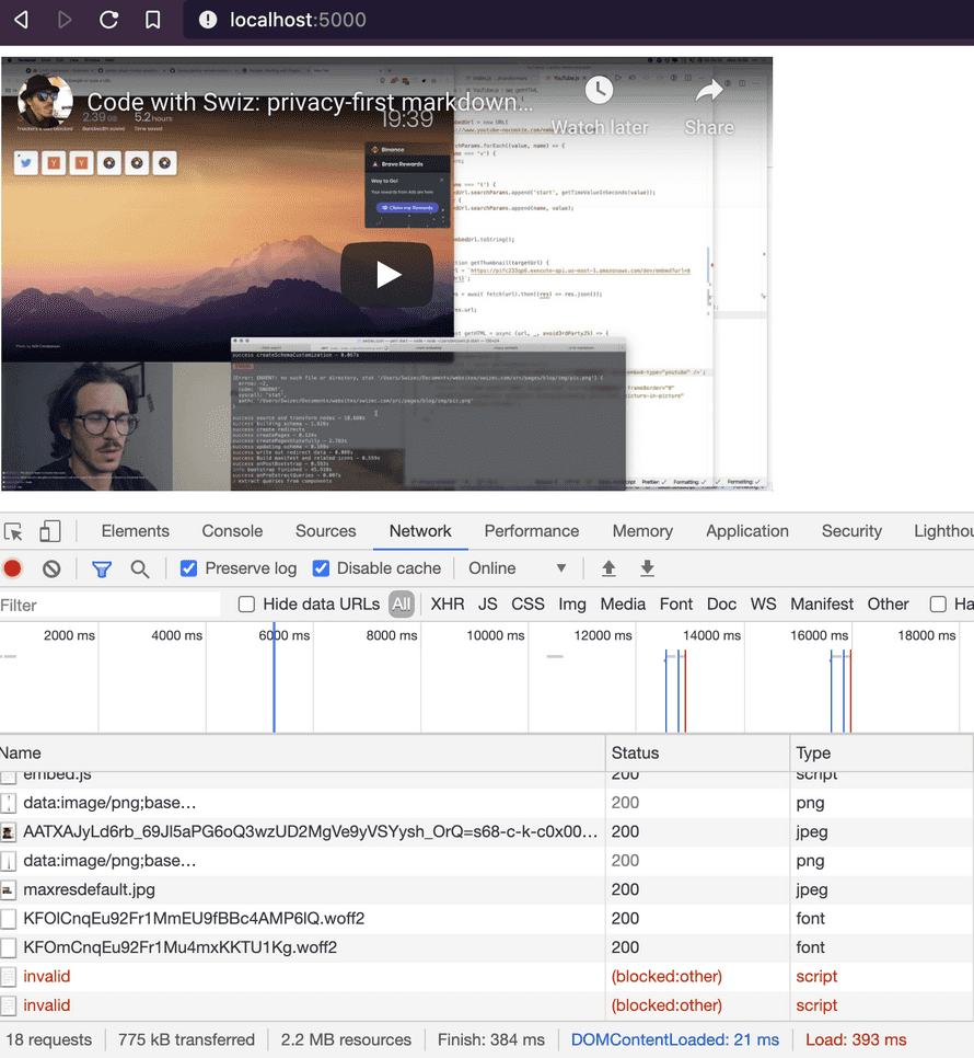 YouTube embed performance hit