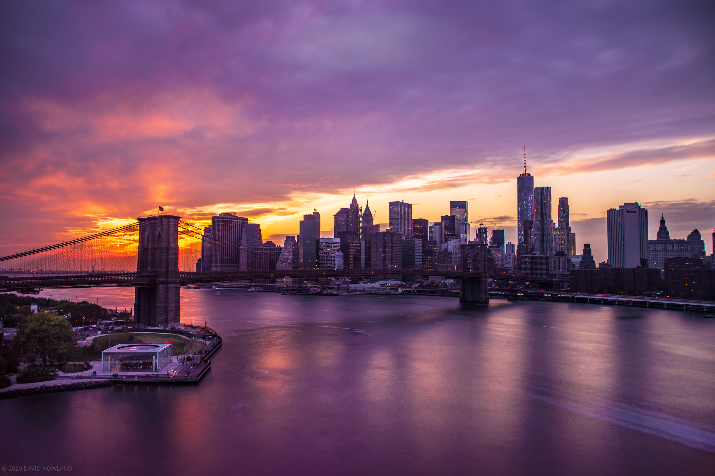Purple New York Skyline Sunset