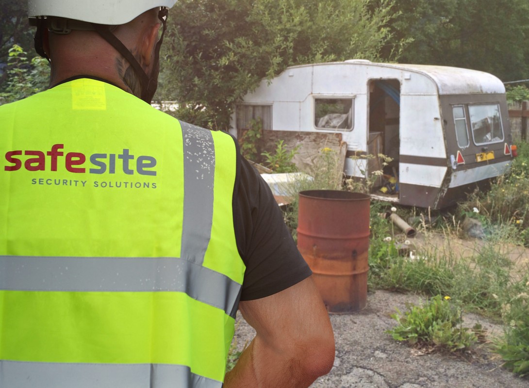 site operative ready to clean traveller site after eviction
