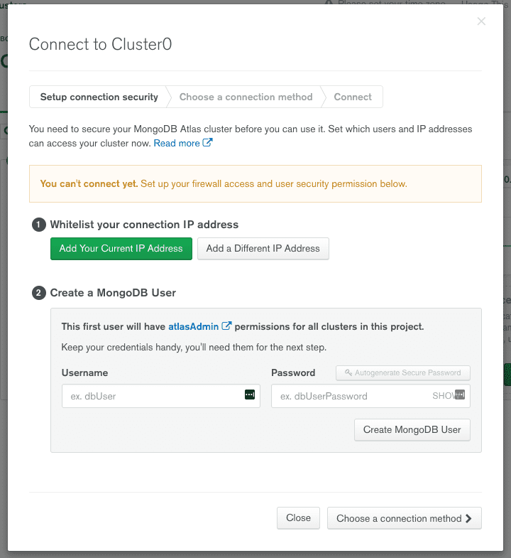 Connect to MongoDB cluster Connect to MongoDB cluster
