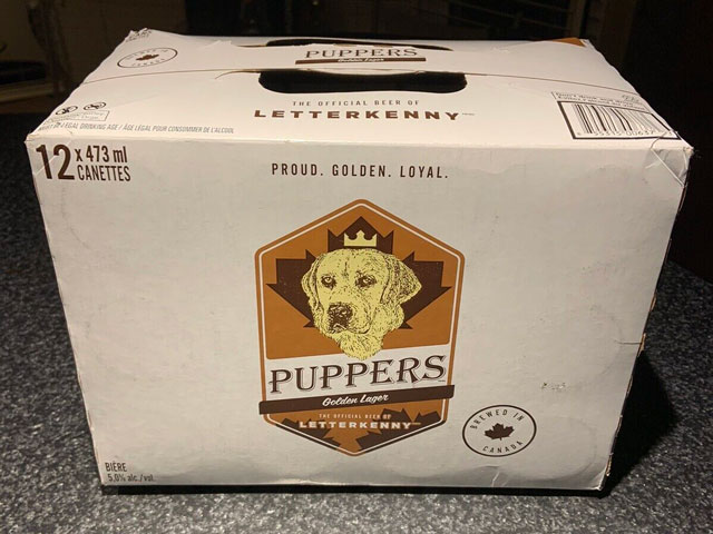 A 12 pack of Puppers Beer