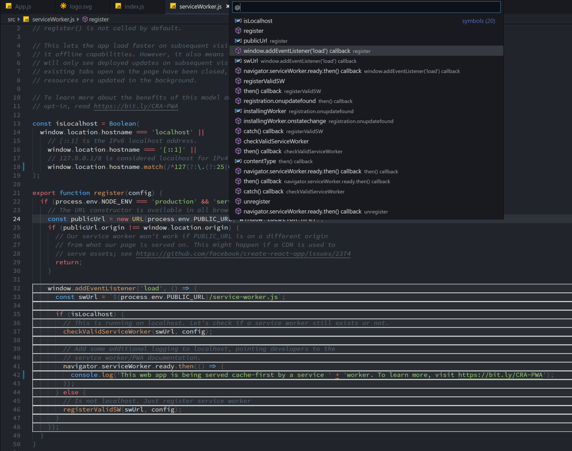 Outlined code