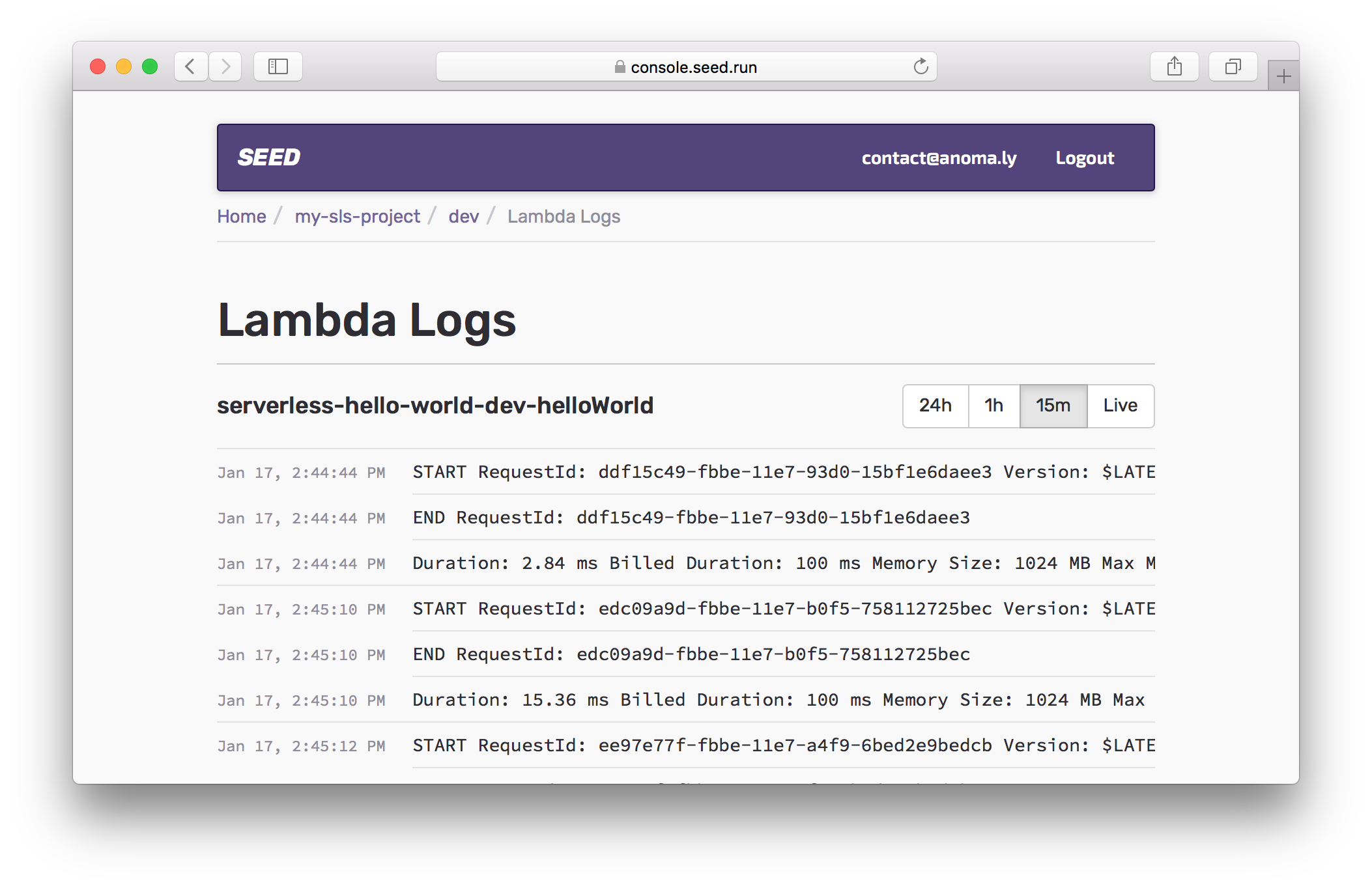 Lambda Logs