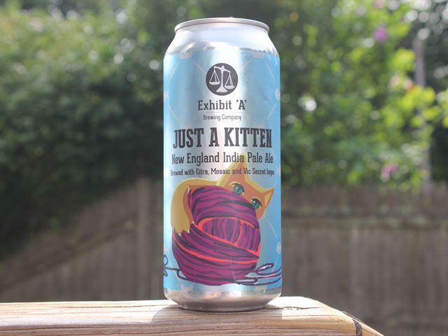 Just A Kitten, a New England IPA brewed by Exhibit A Brewing