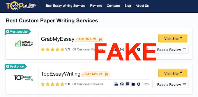 topwritersreview.com is a fake blog associated with GrabMyEssay