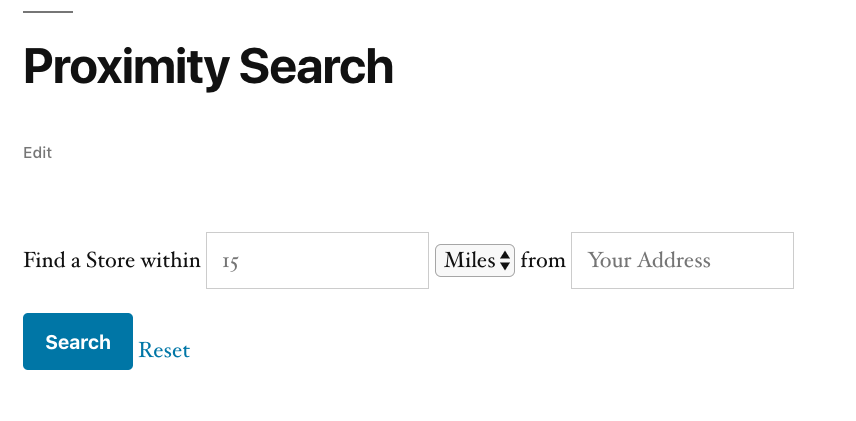 custom proximity search form