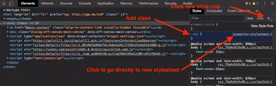 screenshot of adding class using developer tools
