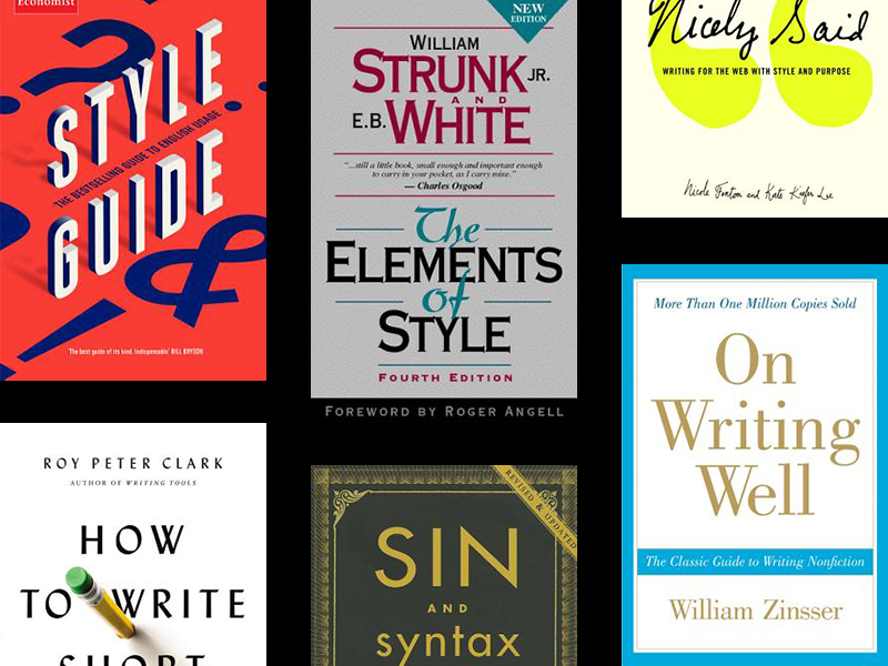 A collage of book covers related to writing.