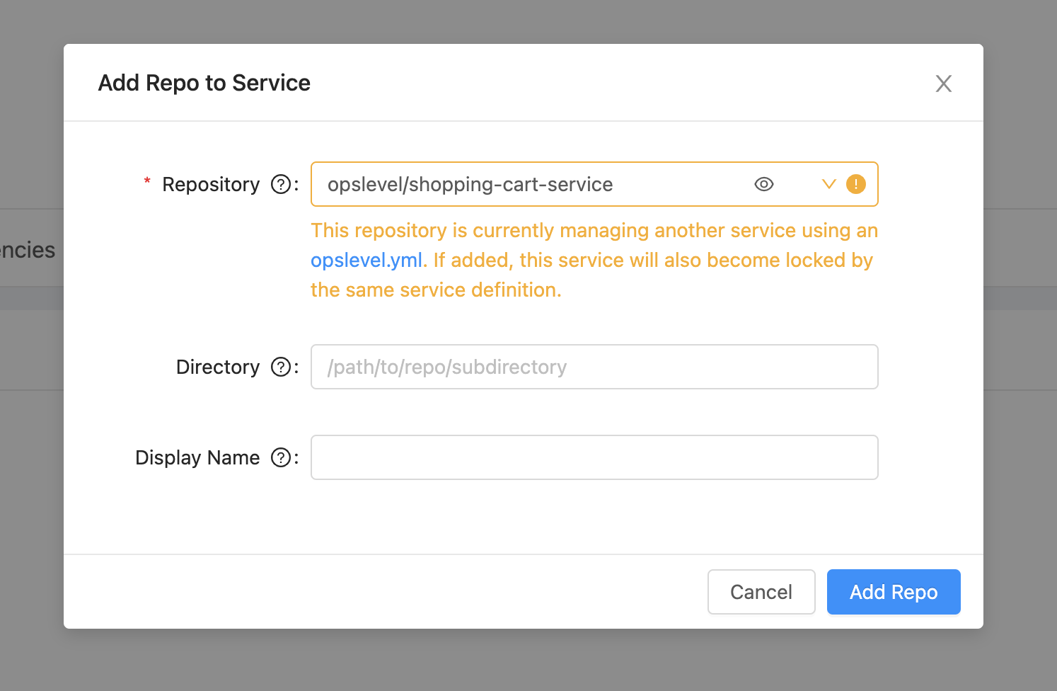 Attaching a Repo that is already attached to a Service will lock the second Service