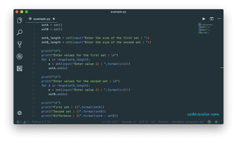 Two ways to find the set difference in Python - CodeVsColor