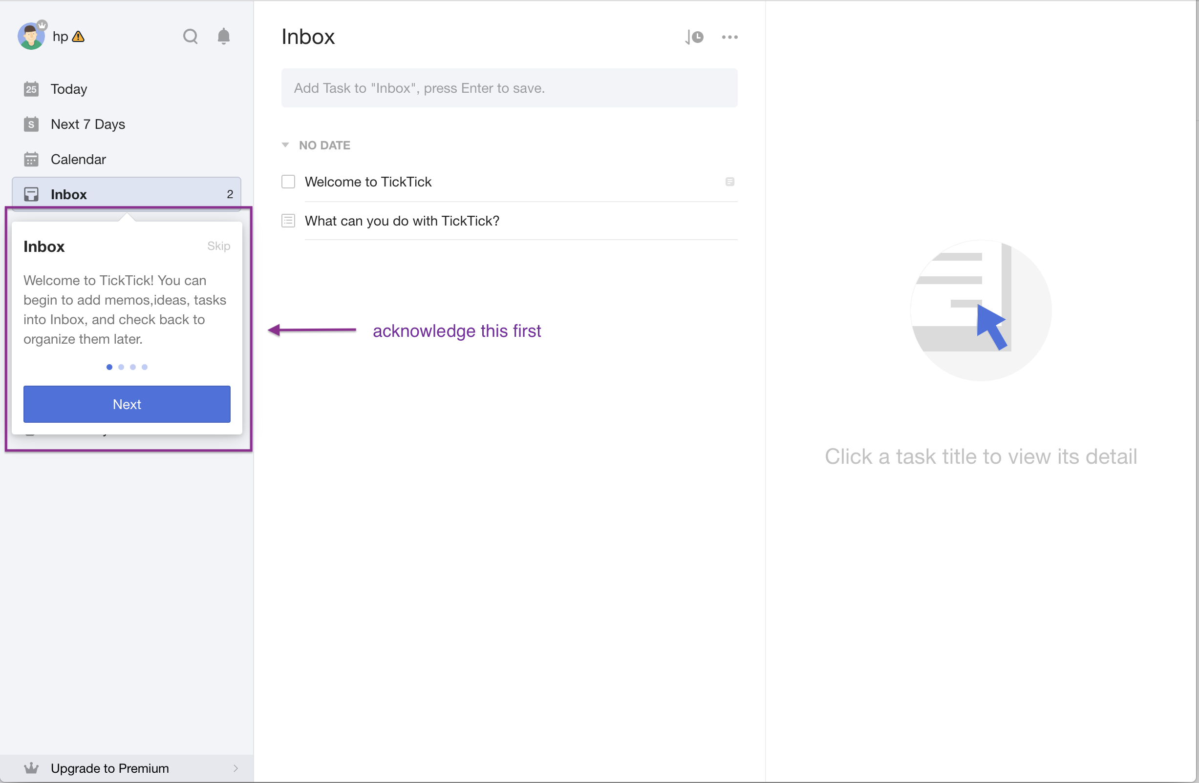 Tick Tick App - First View