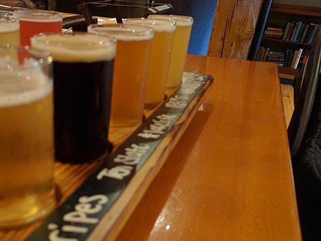 A flight of craft beers