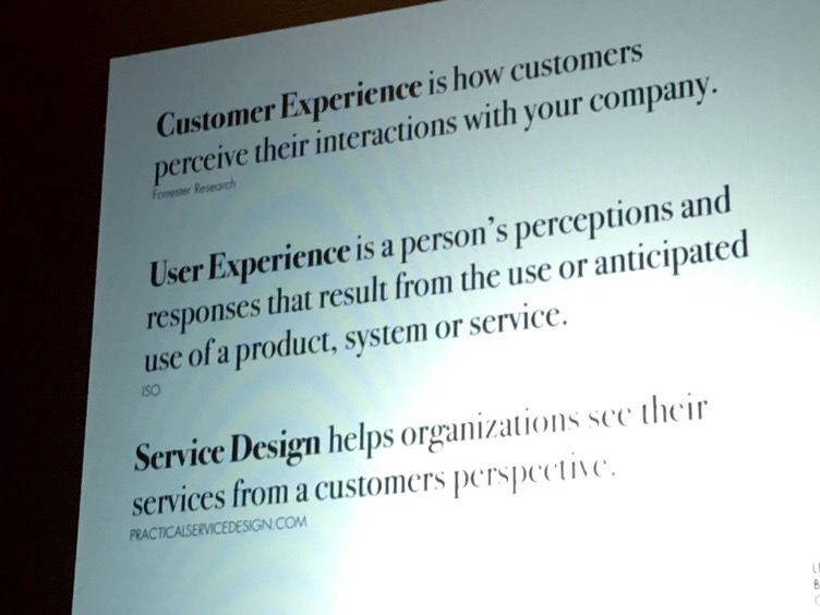 Definitions of customer experience, user experience and service design