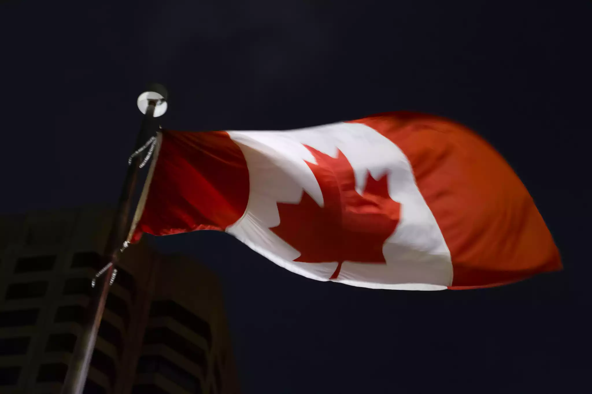 Canadian Flag at Night