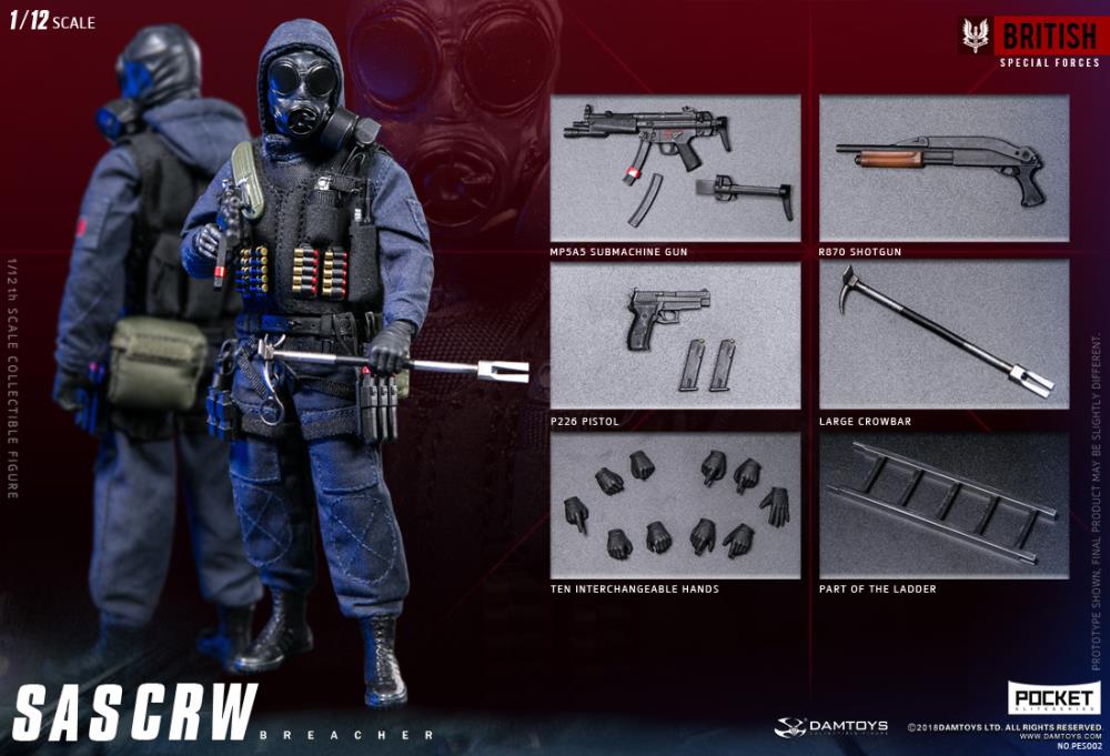 Damtoys British Special Forces Pocket Elite Series SAS CRW Breacher 1/12 Scale Figure