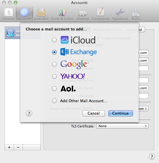 set up exchange account on mac uf