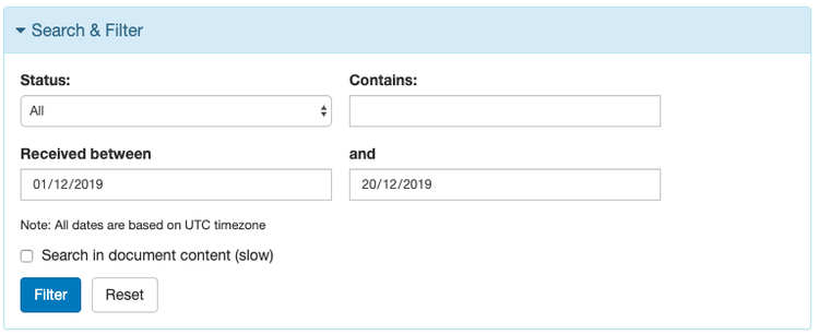 New: Filter documents by date