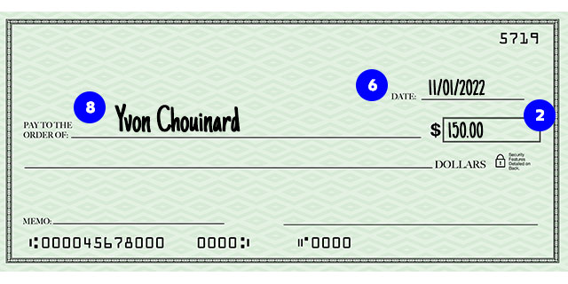 A personal check showing the value of the check in numbers in the amount box