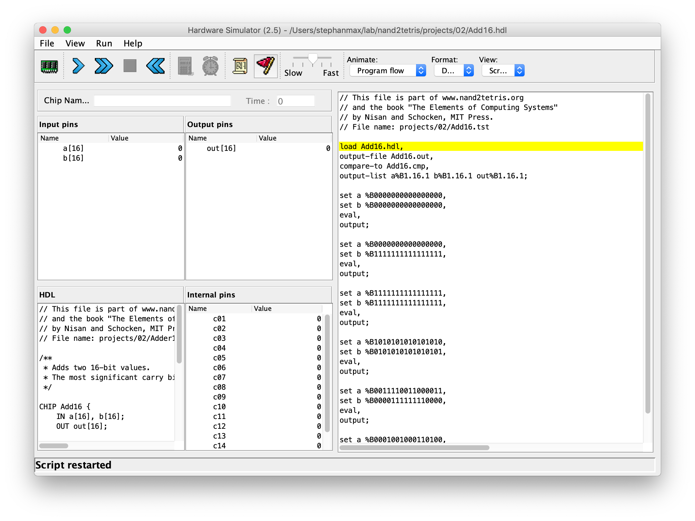 The GUI of the Hardware Simulator