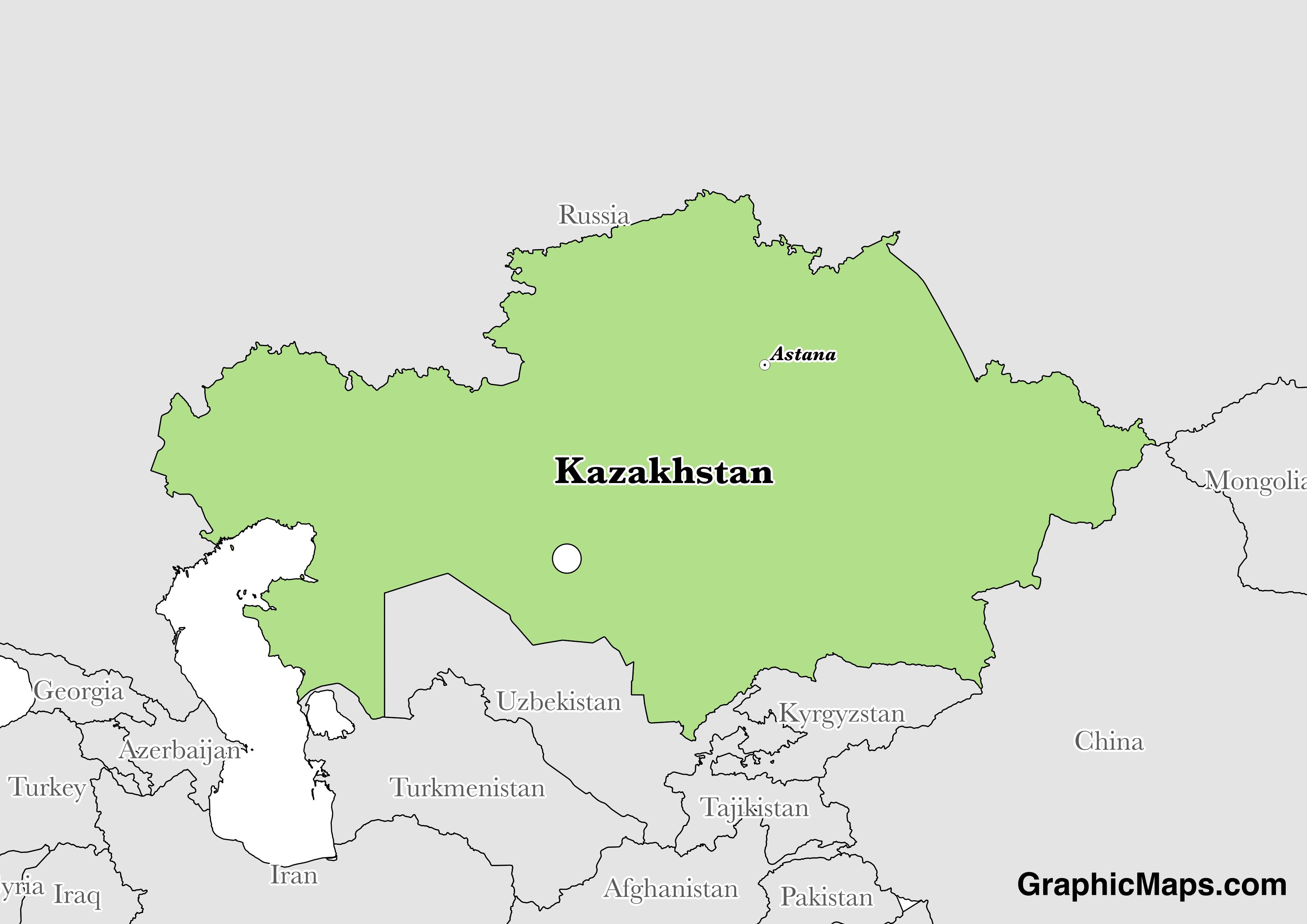 Map showing the location of Kazakhstan