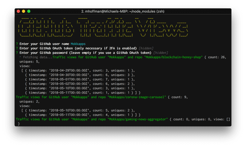My First NPM Package: github-traffic-cli Image