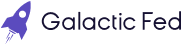 Galactic Fed Logo with purple rocket and dark text