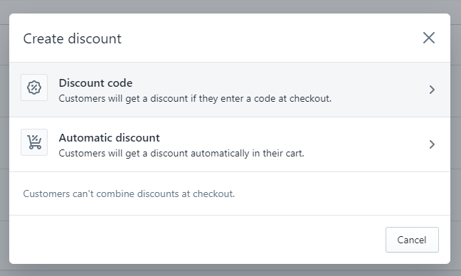 Create discount code