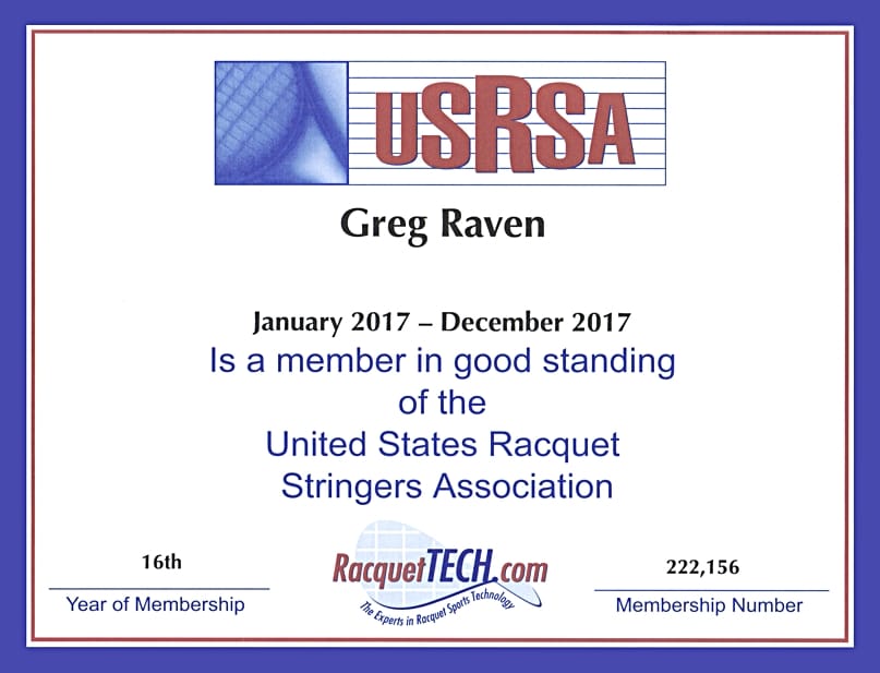Greg Raven’s 2017 USRSA MRT certificate