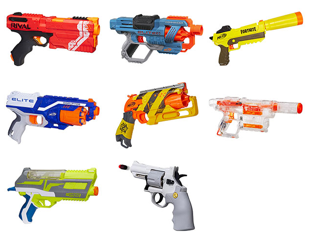 8 Nerf Pistols and 1 Alternative Toy Gun Pistol