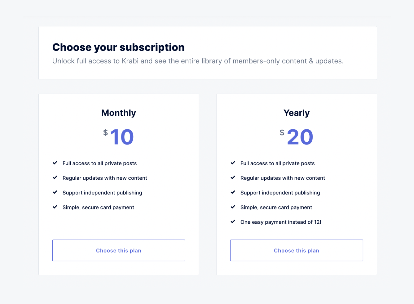 Subscription plans in Krabi